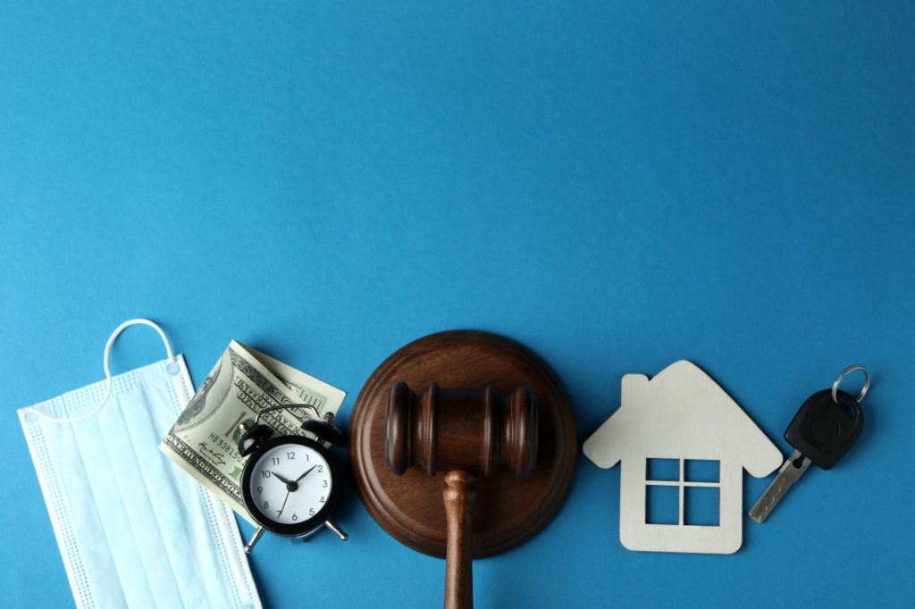 Law concept with judge gavel on blue background